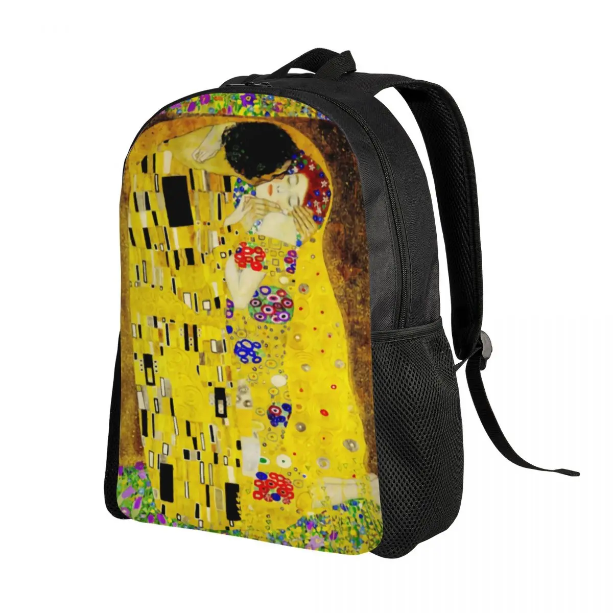 Custom The Kiss By Gustav Klimt Backpack Women Men College School Student Bookbag Fits 15 Inch Laptop Liebespaar Painting Bags