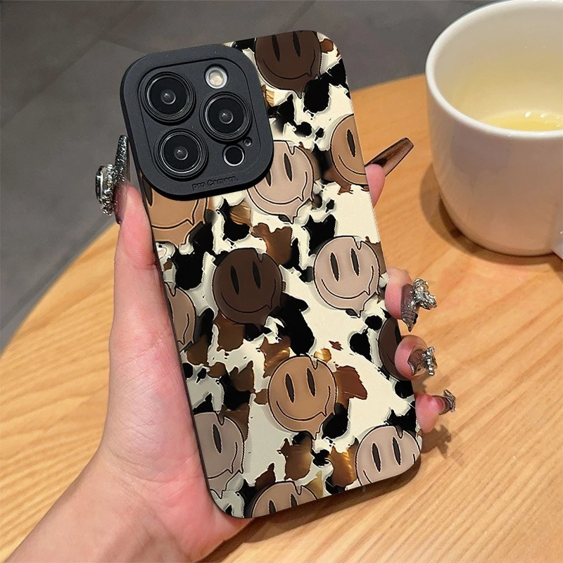 

Чехол для телефона со смайликом и граффити, подходит для iPhone 16, 15, 14, 13, 12, 11, Pro/Max/Plus, противоударная задняя крышка