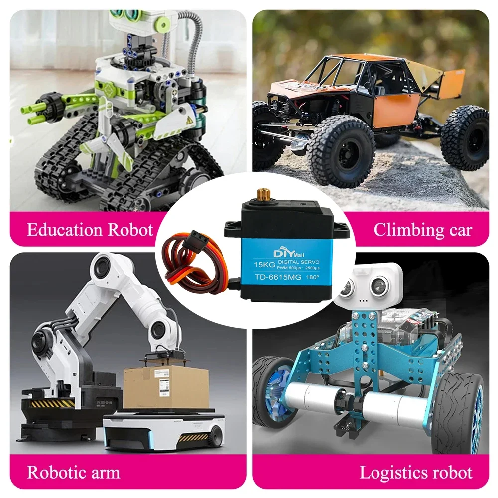 표준 디지털 서보 방수 모터 PWM 스티어링 금속 기어, 대형 토크 파워 RC 자동차 1:8 1:10 로봇 팔 비행기, 4 세트, 15kg