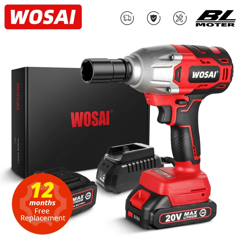 Wosai mt-シリーズ600N.m 20 12vブラシレス電動レンチソケットリチウムイオン電池コードレスインパクトレンチのための車のタイヤ電源ツール