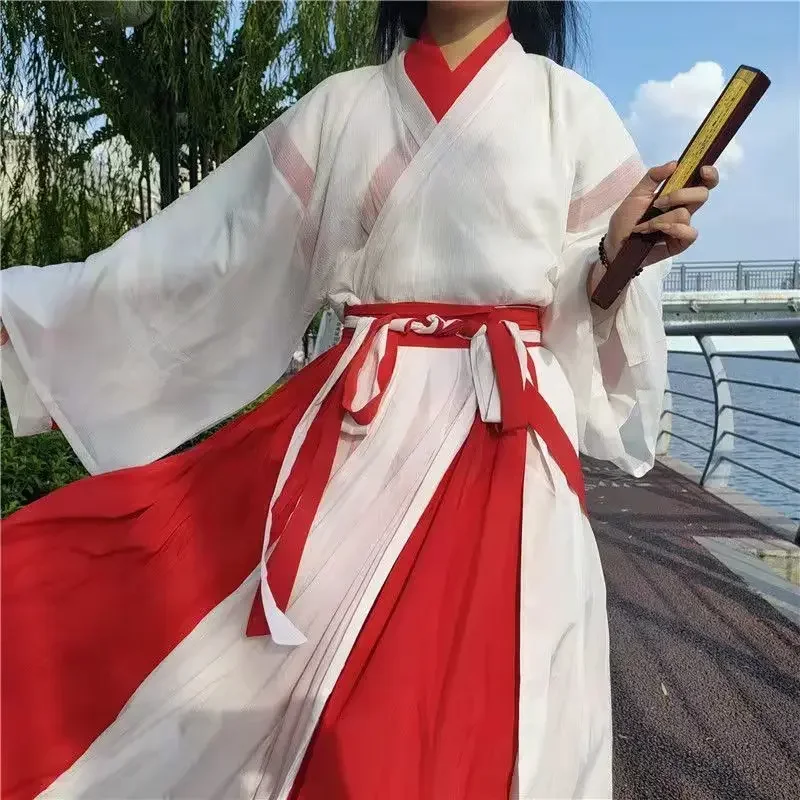 Autumn Jin Dynasty Cross Collar Top Skirt Hanfu Suit Men Chinese Style Cospaly Costumes Carnival Vestido Oriental Plus Size XL