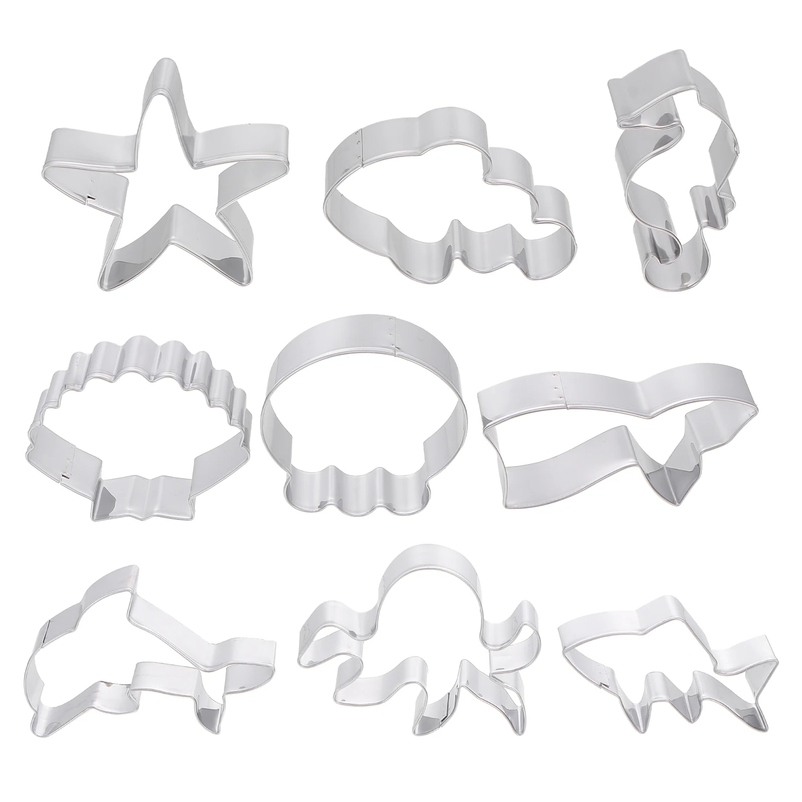 

9 Pcs Ocean Series Cookie Molds Stainless Steel Baking Tools Shape DIY Cake Supplies Perfect for Dough Paste Clays Gift
