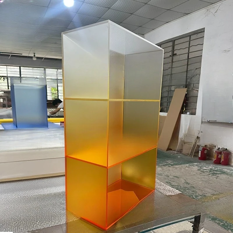 Acrylic display stand matte yellow gradual storage change clothing store shoes bag figure wine cabinet rack