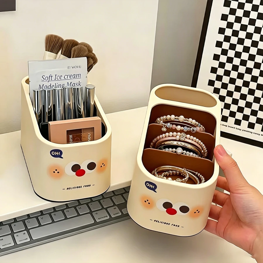 Desktop storage box - creative cartoon-style stationery storage for office clutter placement - living room coffee table - remote