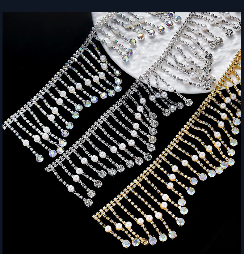 5 Meter Strass-Kette Kristall-Diamant-Perlen Zubehör DIY Handwerk Geschenkdekoration Quasten-Strassband Nähzubehör – Detail 3