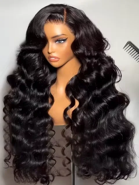

Парик из натуральных волос 13x4 HD Lace Front, 26 дюймов, натуральный черный, с эффектом Body Wave, плотность 200%, 12A, без клея