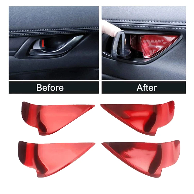 Red Car Interior Door Handle Bowl Trim Cover Sticker for Mazda 2 3 6 Demio CX-3 CX-5 CX7 CX9 MX5 Axela 2017 2018 2019