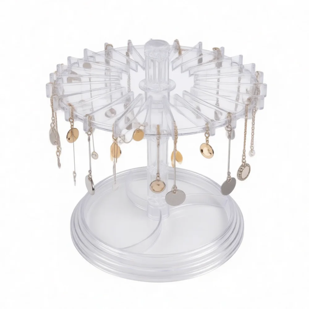 Jewelry Organizer Tower Rotating Earring Display Rack For Necklaces Bracelets Storage Holder Desktop Showcase