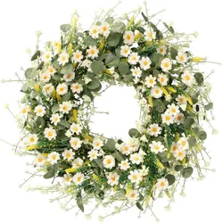 Artificial Flower Daisy Wreath Wedding Party Home Gardening Flower Decor Lavender Fake Flower Wreath Festive Supplies 45cm