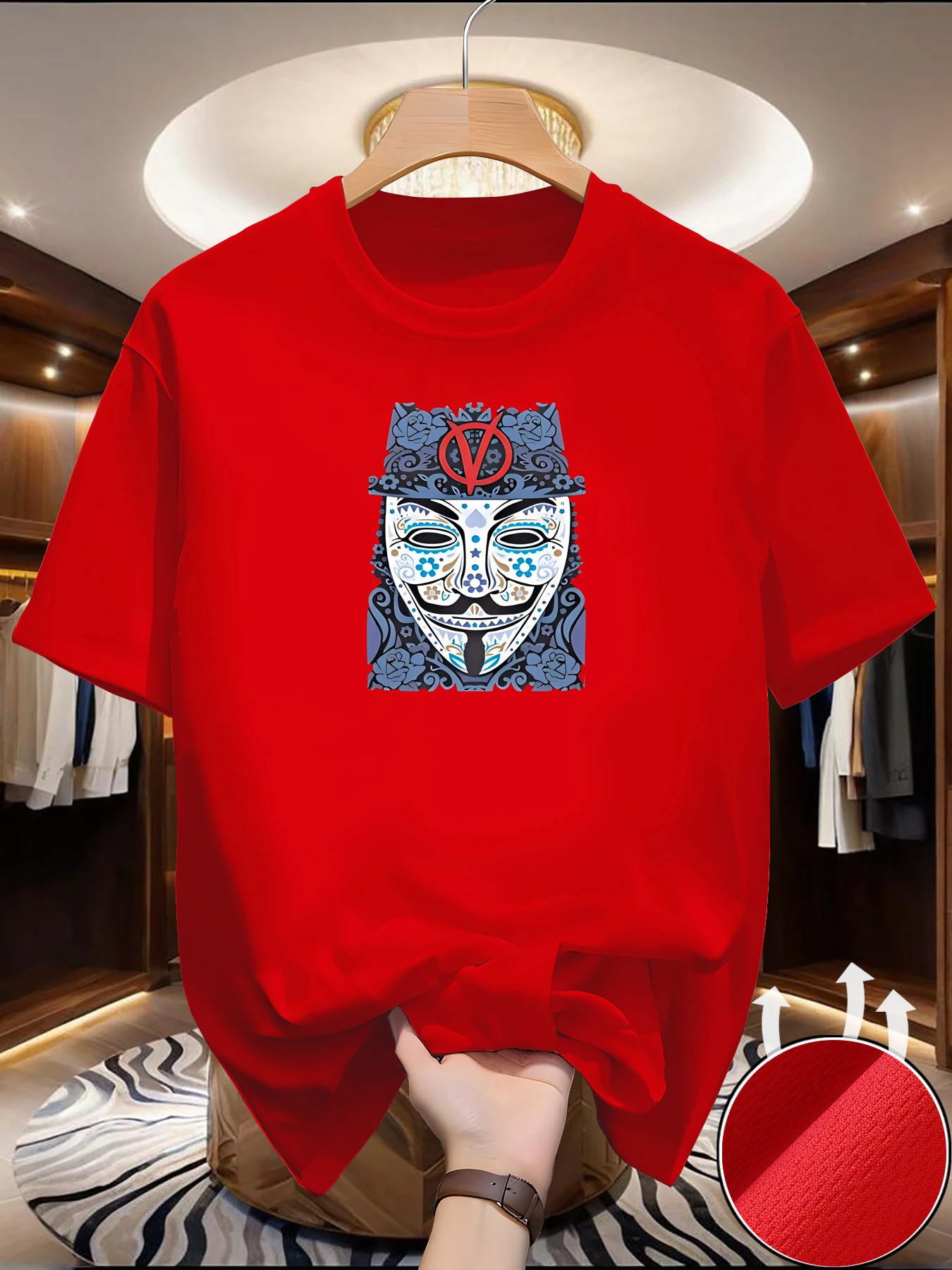 Summer men's short-sleeved American design printed T-shirt casual sports versatile top