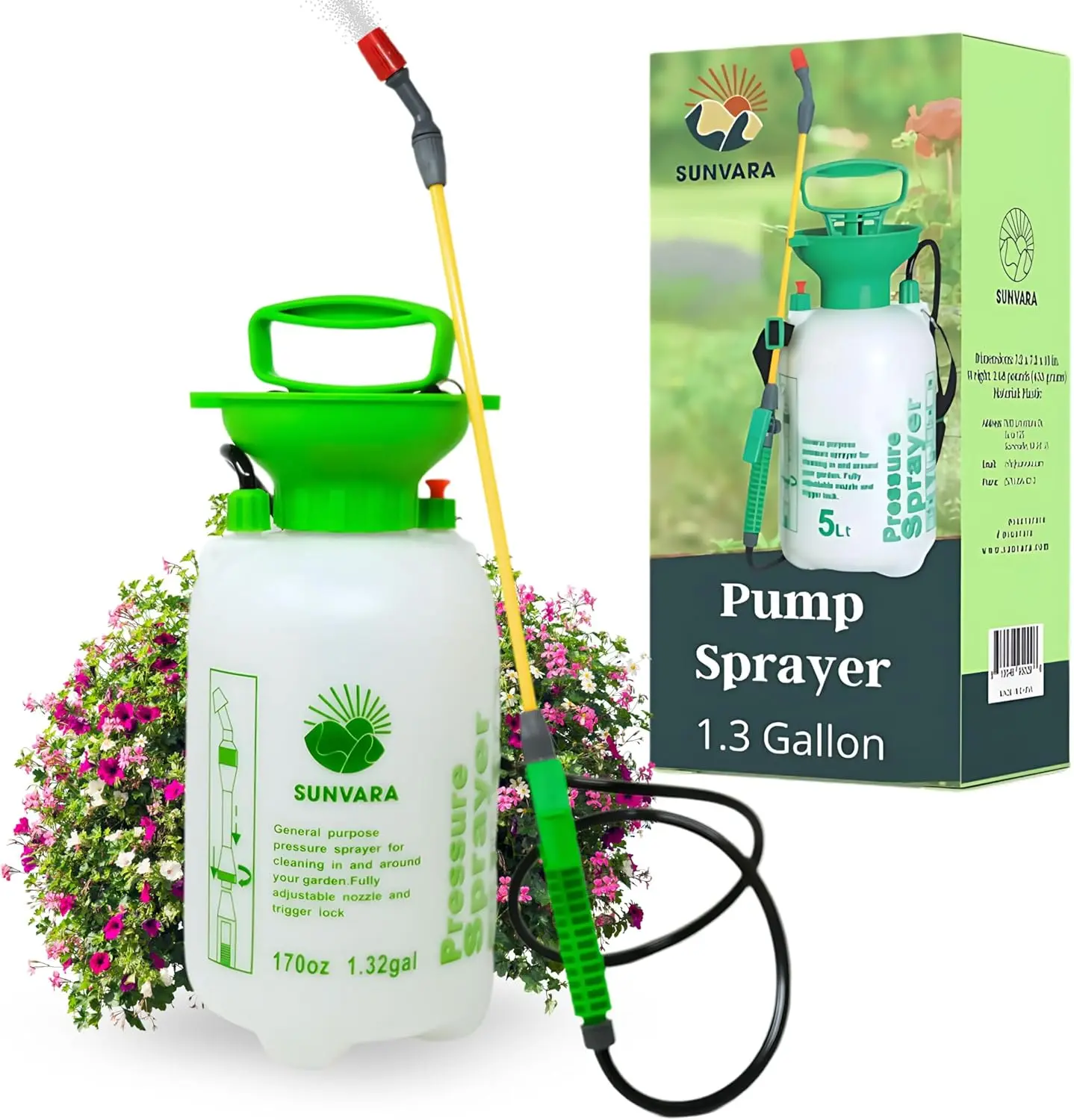 

Garden Pump Spraye 1.3 Gallon 5L Pressure Sprayer Bottle Gallon Sprayer Pressurized Spray Bottle Weed