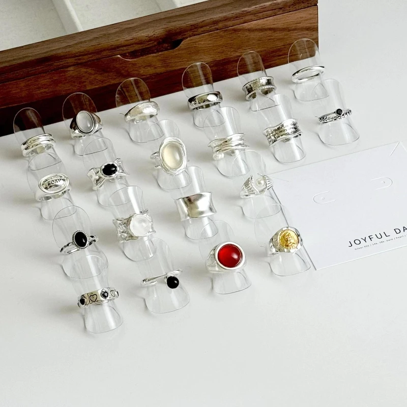 

Plastic Jewelry Display Rack Modern Transparent Ring Holder Household Rings Organizer Tray Jewellery Trinket Displays Pallet