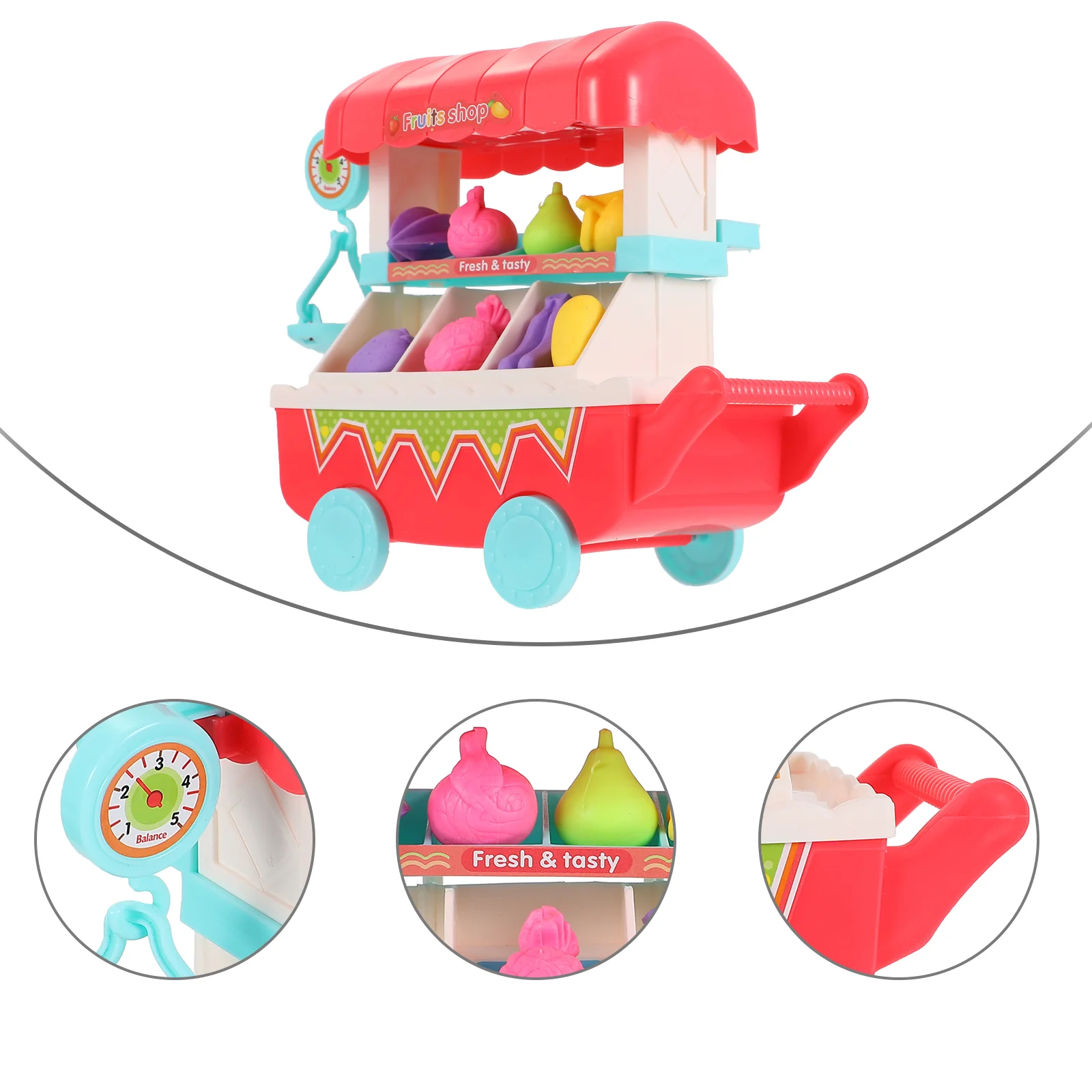 Trolley Toy Fun Cart Shopping Plaything Musical Light Mini Safe and Environmental House Plastic Electronic Components Simulated