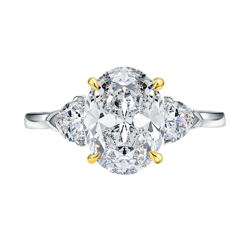 

3CT D Color 8x10mm Oval Moissanite Ring in S925 Silver | Luxury Engagement & Evening Jewelry