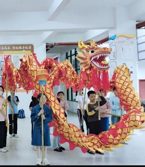 

Sale 14 meter Golden Dragon Dance Costume Adults 8 Players Size 4 Event Performance Party Chinese Festival Game Folk Stage,