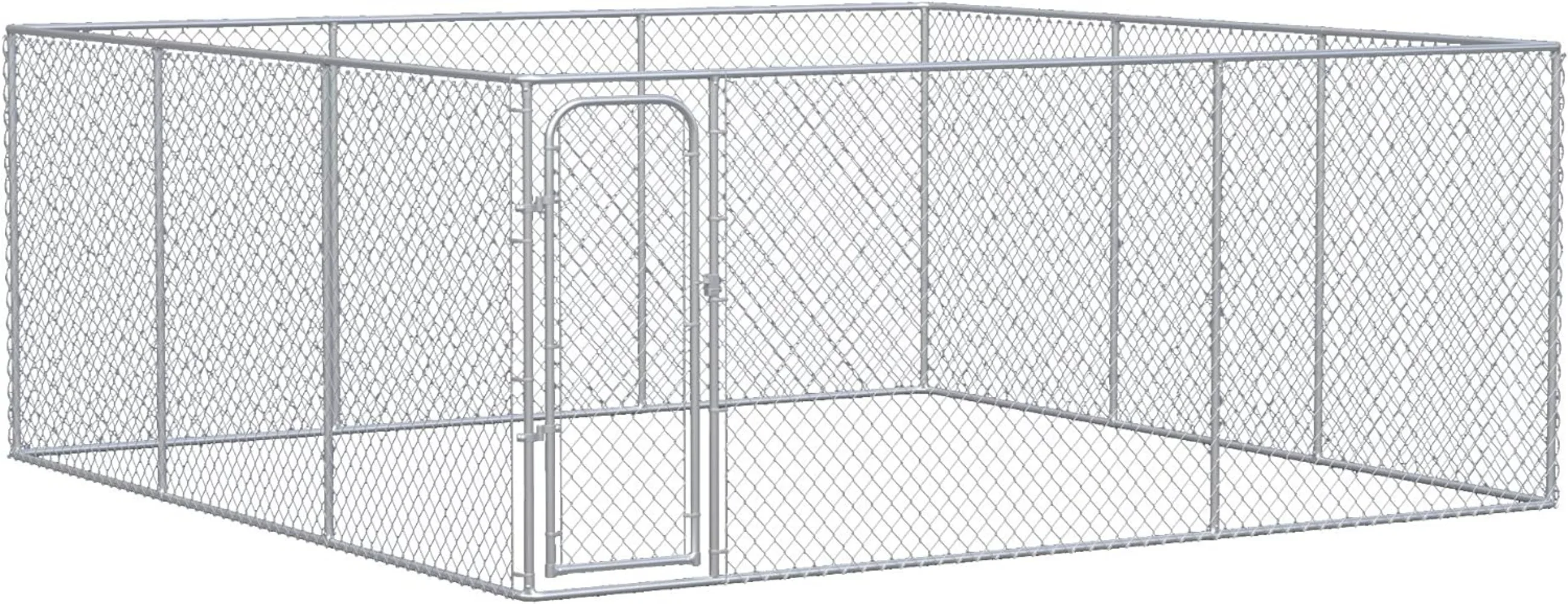 Large Dog Kennel Outside Heavy Duty Dog Cage Outdoor Fence Dog Run with Galvanized Chain Link Secure Lock 15.1' x 15.1' x 6'