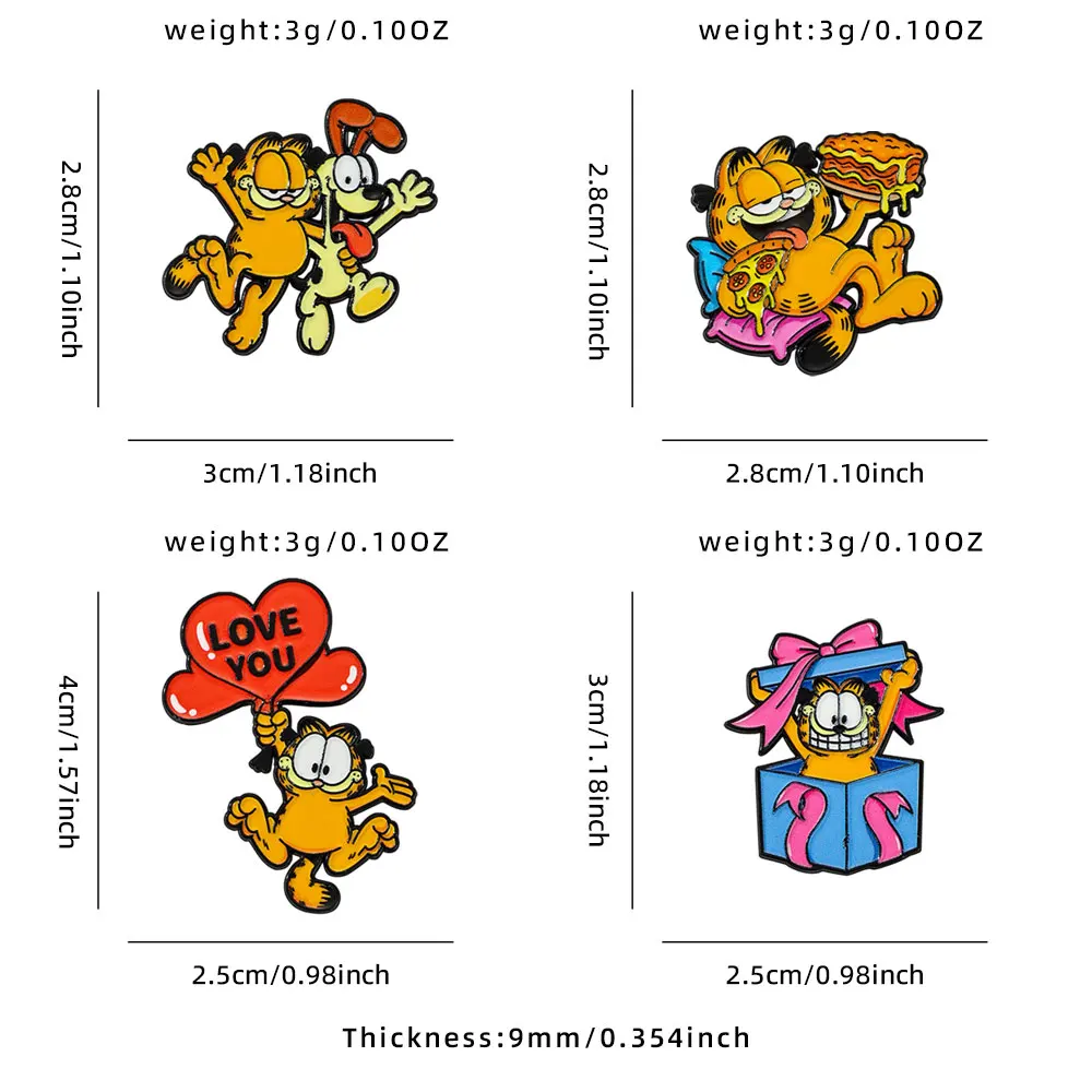 4 Stück Niedliche Orange Katzen-Anime-Broschen, Lustige Anstecknadeln für Rucksack, Jacke, Kleidung, Dekoration, Geschenk – Detail 2