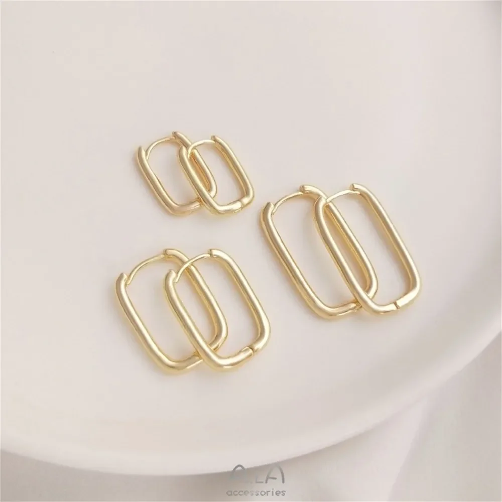 U-shaped Fashion Earrings, 14K Bag Real Gold Glossy Twist Earrings, Simple Light Luxury, Internet Celebrity Classic Earring E189