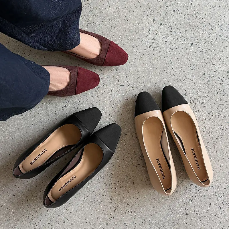 2026 new spring autumn women pumps natural leather 22-25.5cm sheep suede/cowhide+sheepskin mixed color high heel women shoes
