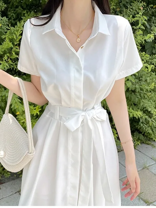 Ele irt Sle Summer Dr Dames Eenvoudig High-End Gevoelens Taille-Knipperend Afslanken ort Sve Long Dr