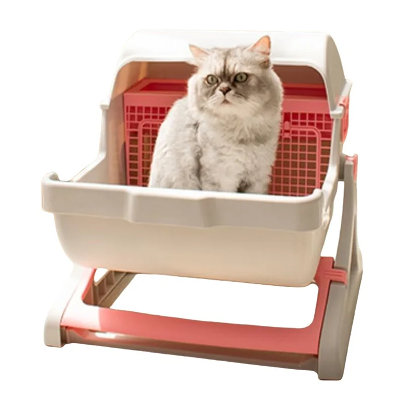 

Flip Semi-Automatic Sandboxes Open Rectangular Cat Tray Shooting Room Easy Cleaning Cat Litter Sifting Box For Cagadero Cats