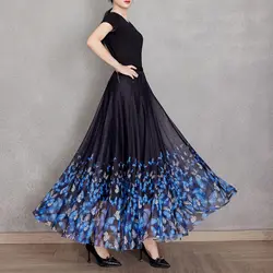 Female Beach Big Hem Skirts Summer Women Elastic Waist Chiffon Long Skirt A Line Dancing Skirt