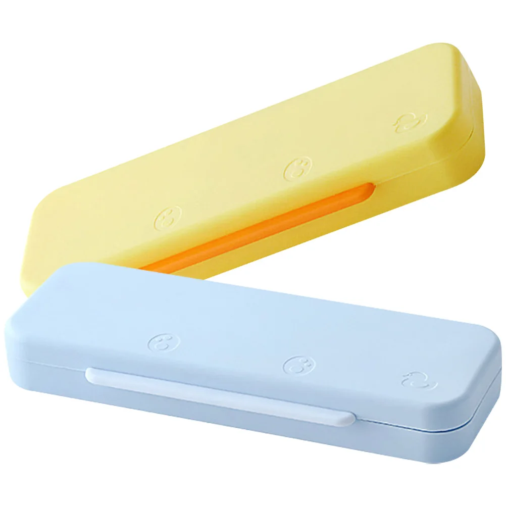 

2pcs Double Layer Lightweight Portable Plastic Pen For Kids Boys Students Large Capacity School Stationery Organizer