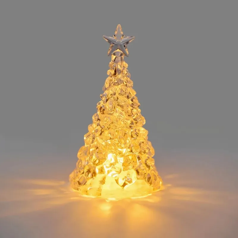 LED Crystal Christmas Tree Light Battery Powered Star Night Light For Bedroom Living Room Table Decoration Christmas Party Gift