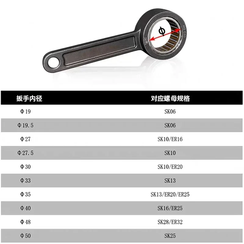 high quality sk er wrench sk10 sk16 er16 er20 er25 er32 bearing wrench CNC lathe tool holder inner diameter 27mm 27.5mm