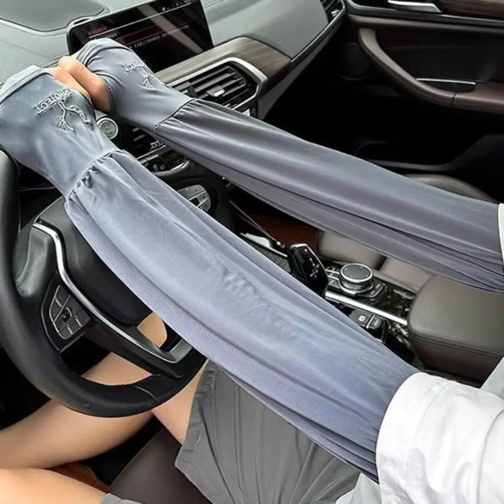 Anti-UV Ice Silk Sleeves UV Insulation Sun Protection Sunscreen Sleeve Arm Covers Long-sleeved Glove Cycling Gloves Women/men