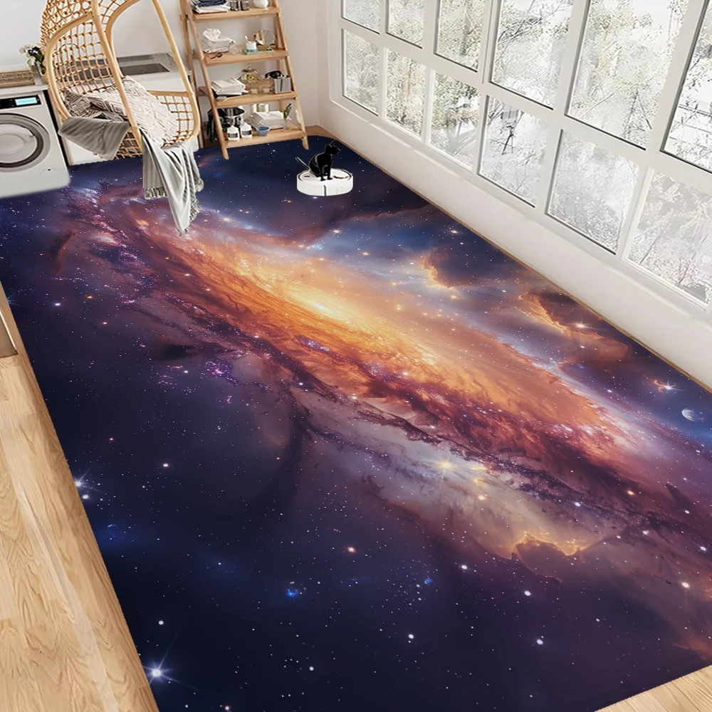 Galaxy Universe Space Bathroom Mat Anti-slip Absorb Water Long Strip Cushion Bedroon Mat Welcome Doormat