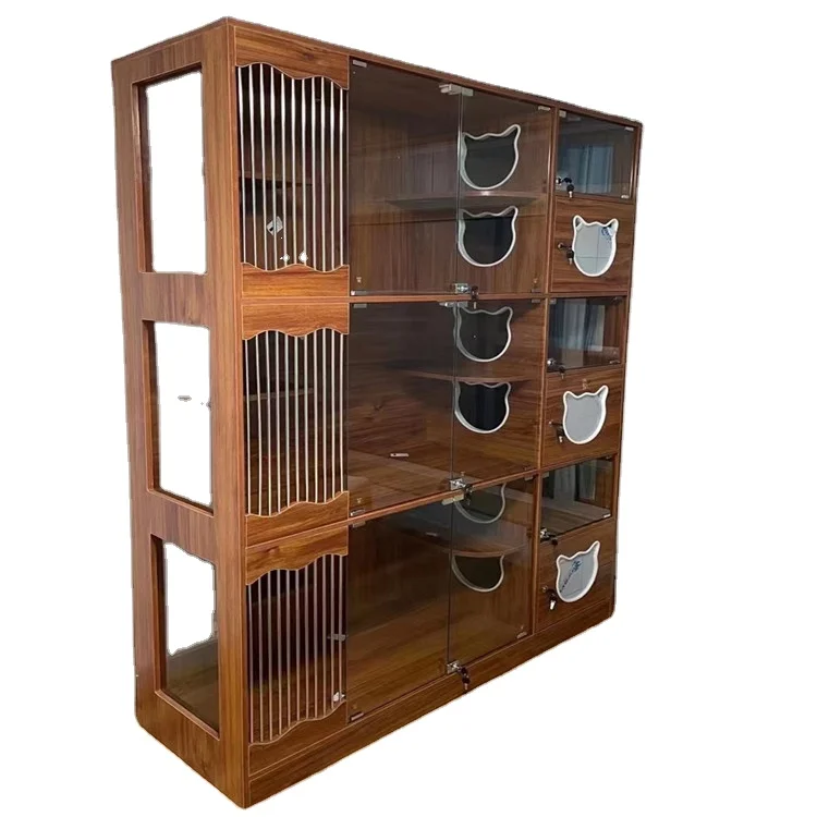 

Custom Indoor Wooden Large Luxury Cat Small Dog Villa Cat Cage Single Multi-levels Waterproof Cat Cage For Breeding