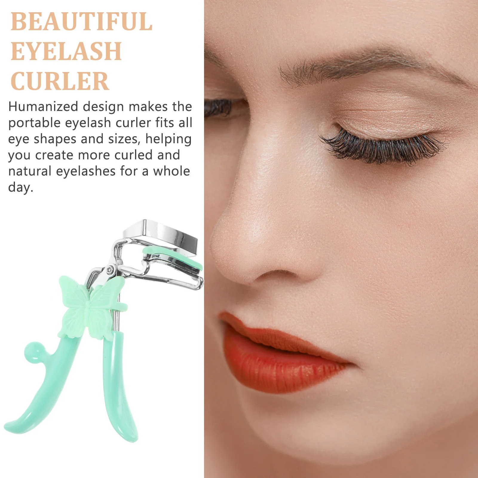 

1pc Stainless Steel Eyelash Curler Mini Portable Makeup Tool Anti-Skid Handle Practical Beauty Accessory For Daily Professional