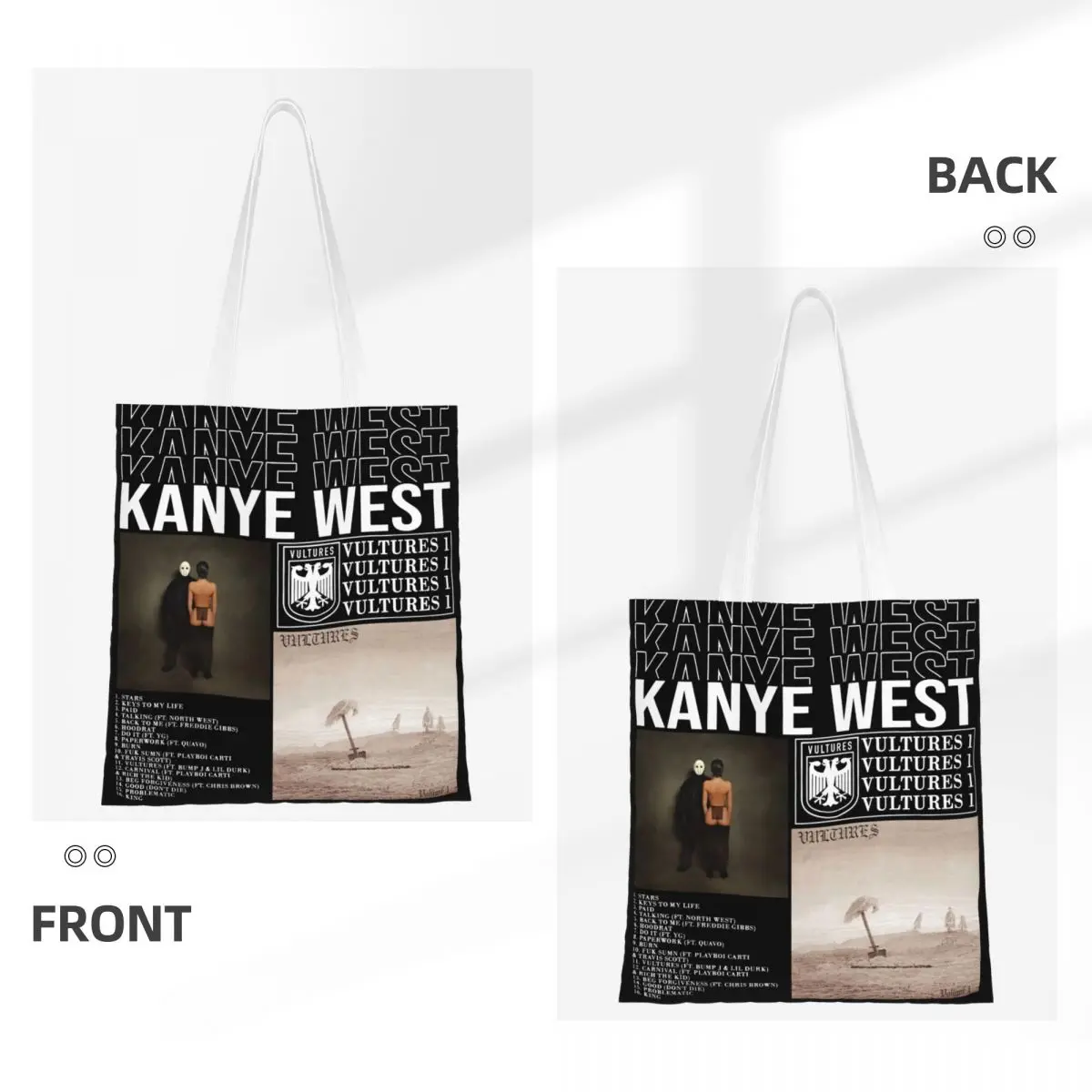 Gieren 1 Album Kanye West Merch Canvas Draagtas Voor Vrouwen Casual Hiphop Ty Dolla Bord Rap Casual Tassen Handbang