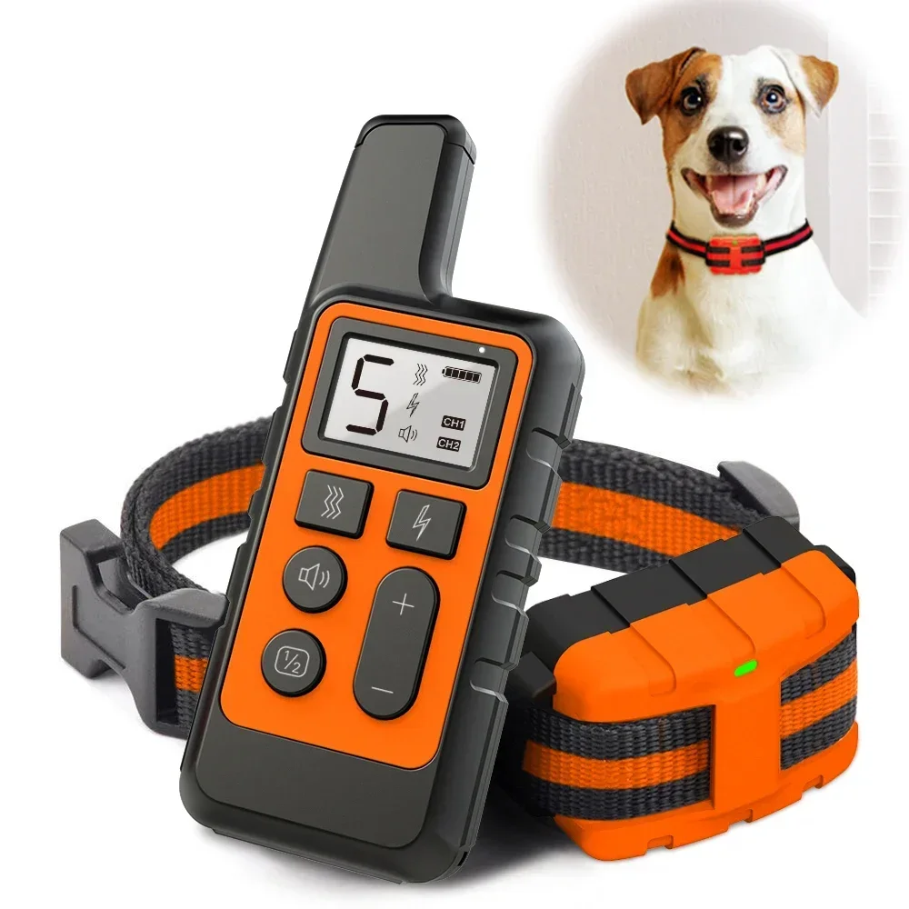 

New 500 Yards Remote Control Electronic Dog Collar, IP67 Waterproof Bark Stop Pet Dog Training Collar, Vibration Sound Trainer