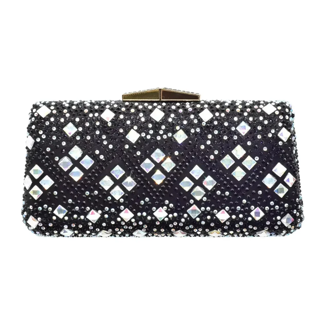 Double Sided Flip Rhinestone Crystal Dinner Black Wedding Wallet Handbag Luxury Designer Shopping Metal Chain Clutch