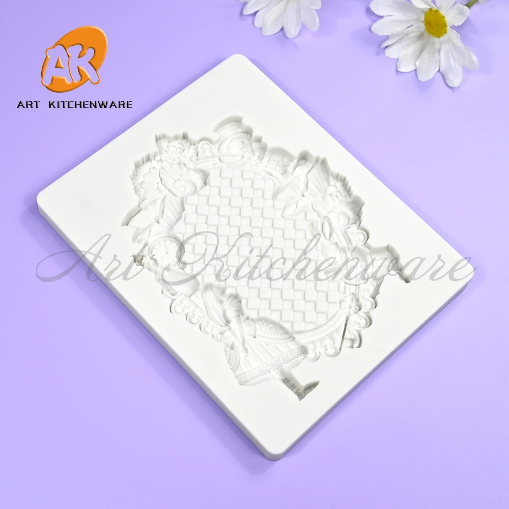 Princess Frame Relief Design Silicone Mold Fondant Chocolate Cake Mould DIY Resin Clay Making Model Home Decorating Tools Baking