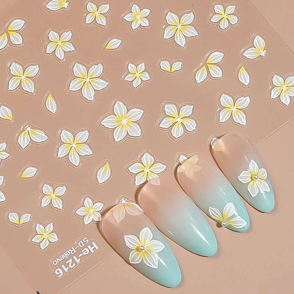 Pegatinas de uñas de mariposa Floral Multicolor en relieve 5D, calcomanías en relieve de estilo IG a la moda de verano para mujeres, decoraciones de manicura DIY
