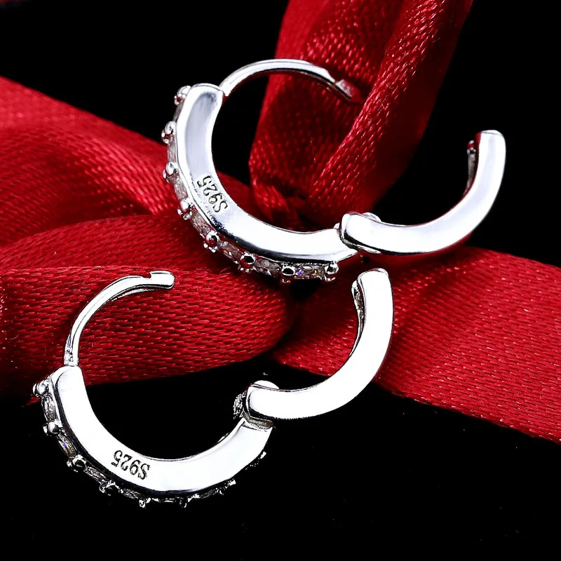 New 925 Sterling Silver Earrings 5A Zircon Classic for Women Luxury Wedding Engagement Jewelry Stud Earrings Party Gifts