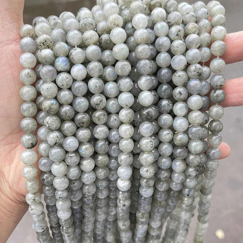 Hot Selling Natural White Spectrolite Stone Beads 4 6 8 10mm Round Loose Spacer Bead For Jewelry Making Diy Necklace Bracelet