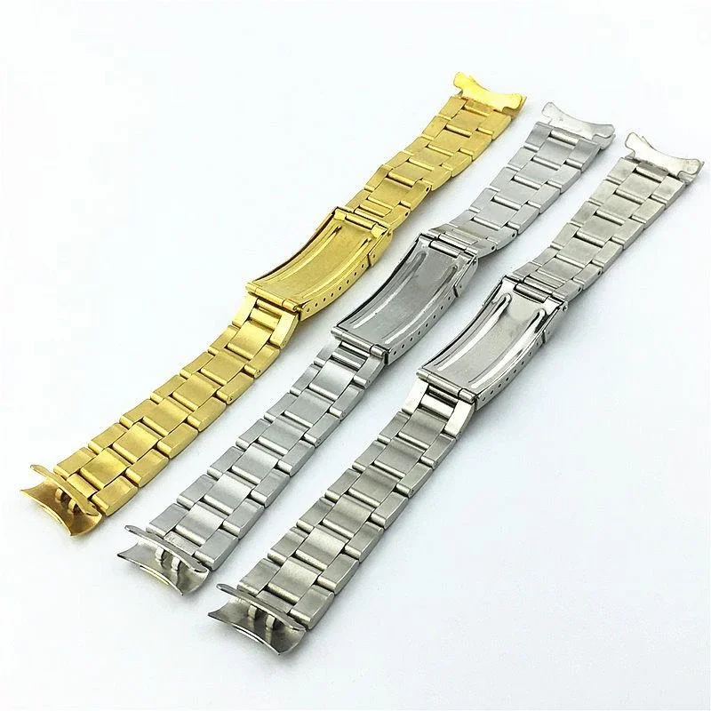 Stainless Steel Curved End Bracelet Vintage Watch Band Fits For Rolex Submariner 16610 for Water Ghost Steel Straps 20mm