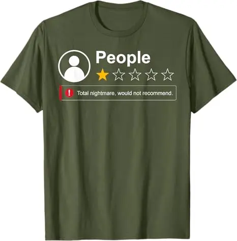 Funny People One Star Total Nightmare Would Not Recommend T-Shirt Y2k Sarkastisches Humor-T-Shirt mit 1-Sterne-Bewertung für Menschen mit Humor – Detail 5