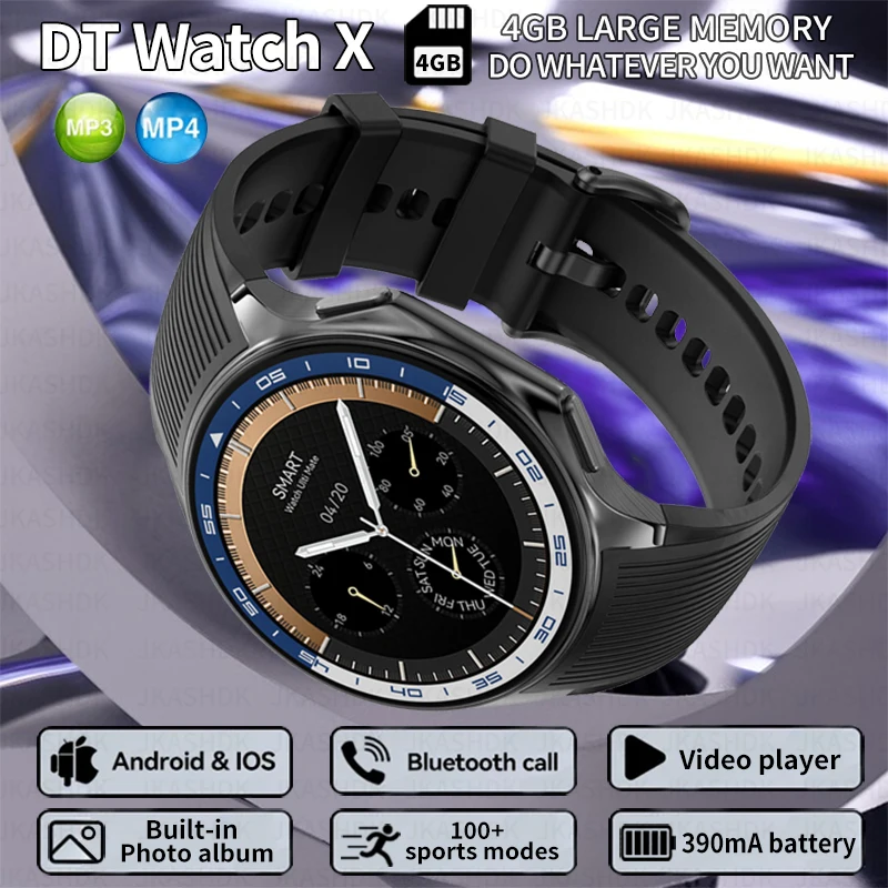 

2024 New DT Watch X High-End Business Watch 4G Large Memory Album Smartwatch Men Sports Fitness Waterproof Bracelet For Xiaomi