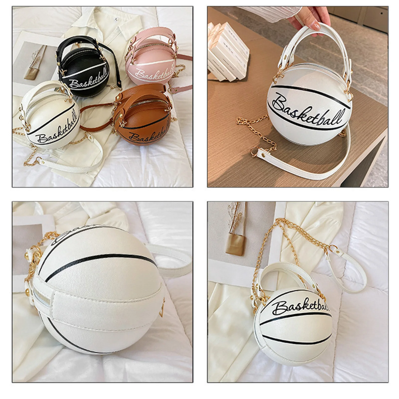 Neuartige Basketball-Handtasche für Damen, PU-Leder Basketball-Fußball-Umhängetasche für den täglichen Einkauf und Reisen – Detail 5