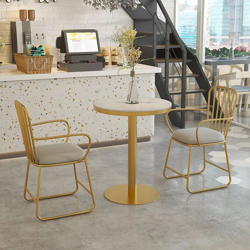 Wrought iron milk tea shop table and chair combination, fresh dessert, casual table and chair balcony