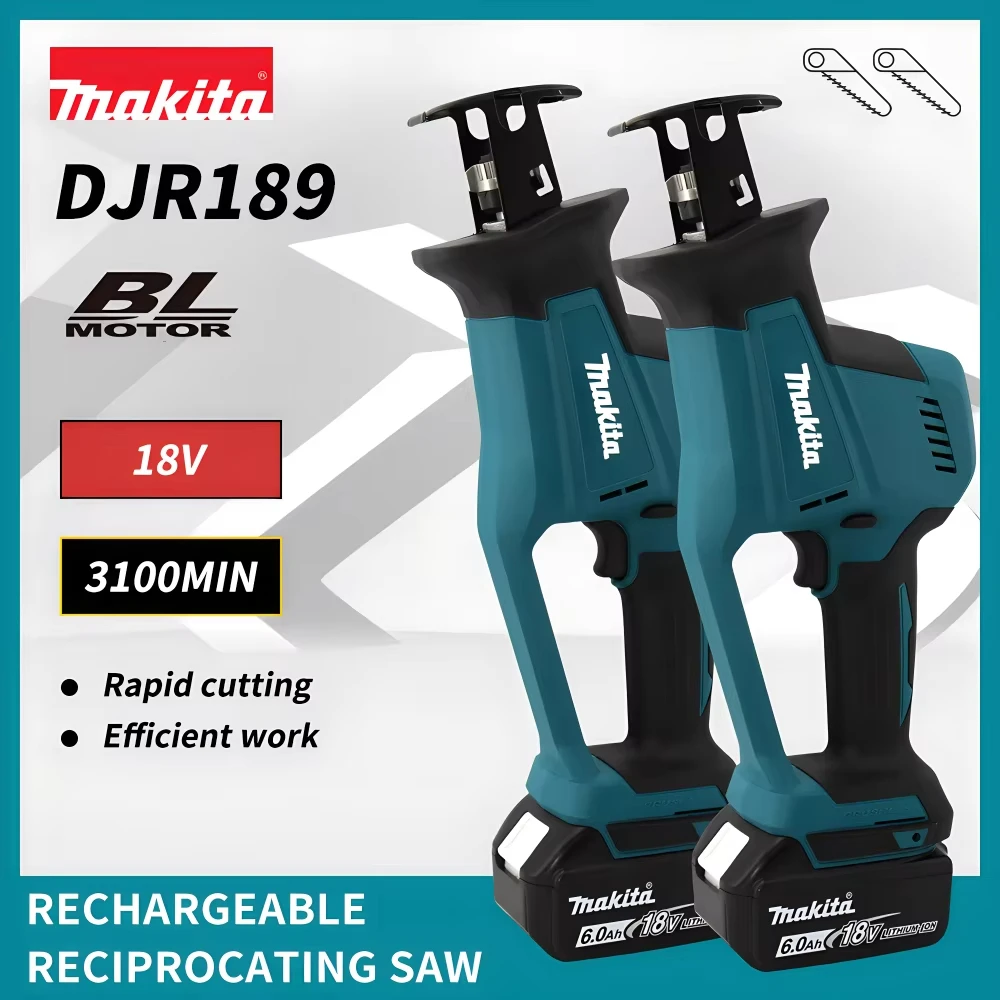 Makita DJR189 18V Cordless Electric Reciprocating Saw Brushless Rechargeable Wood Metal Cutting Saw Portable Saw Power Tool