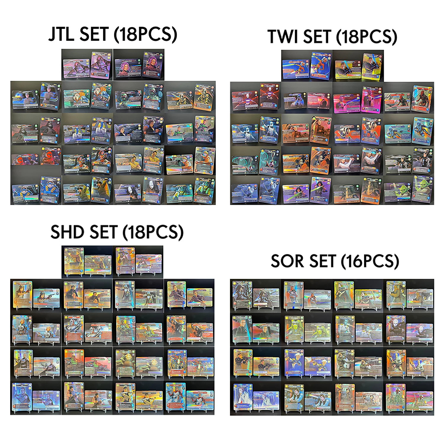 

SWUDB JTL (18 карточек/набор) Фольга SW TCG Карты Настольная игра Коллекционные карты Boba Fett/Darth Vader/ Han Solo/ Люк Скайуокер/PoeDameron