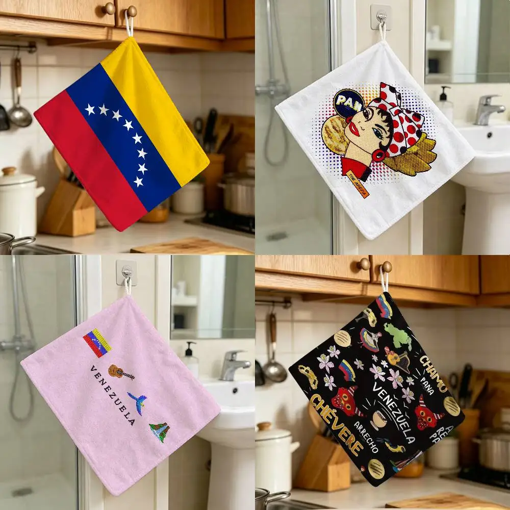 Aesthetic Art Venezuela Household Hanging Towel Polyester Cotton Hand Wiping Towel Sturdy For Bathroom Bedroom