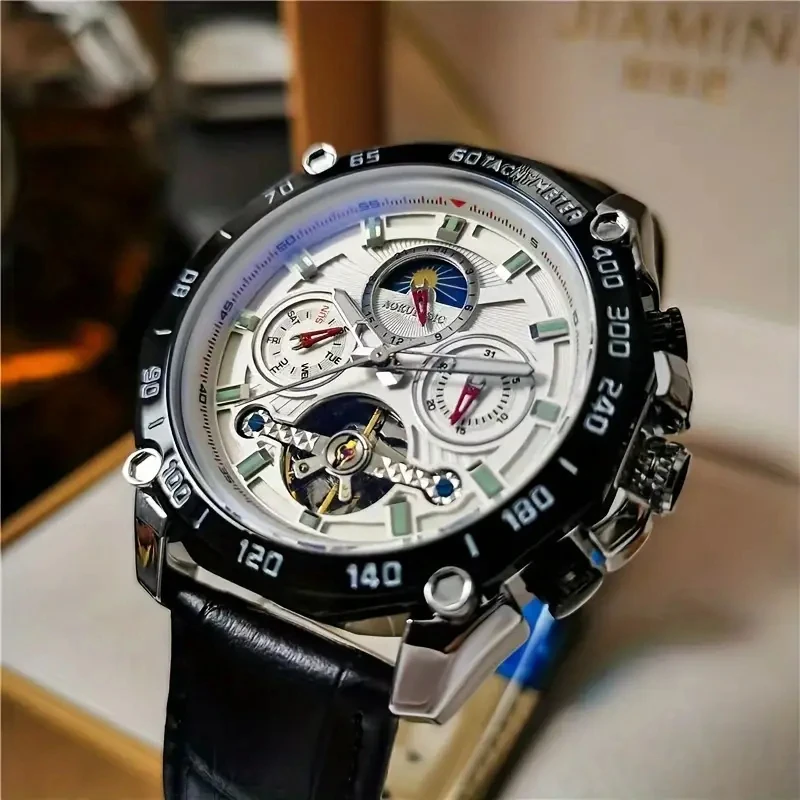 

Новые крутые высококачественные автоматические механические часы со скелетом для мужчин — водонепроницаемые, светящиеся, с календарем, многофункциональный выбор подарка, лучший подарок для него, батарейки не требуется.