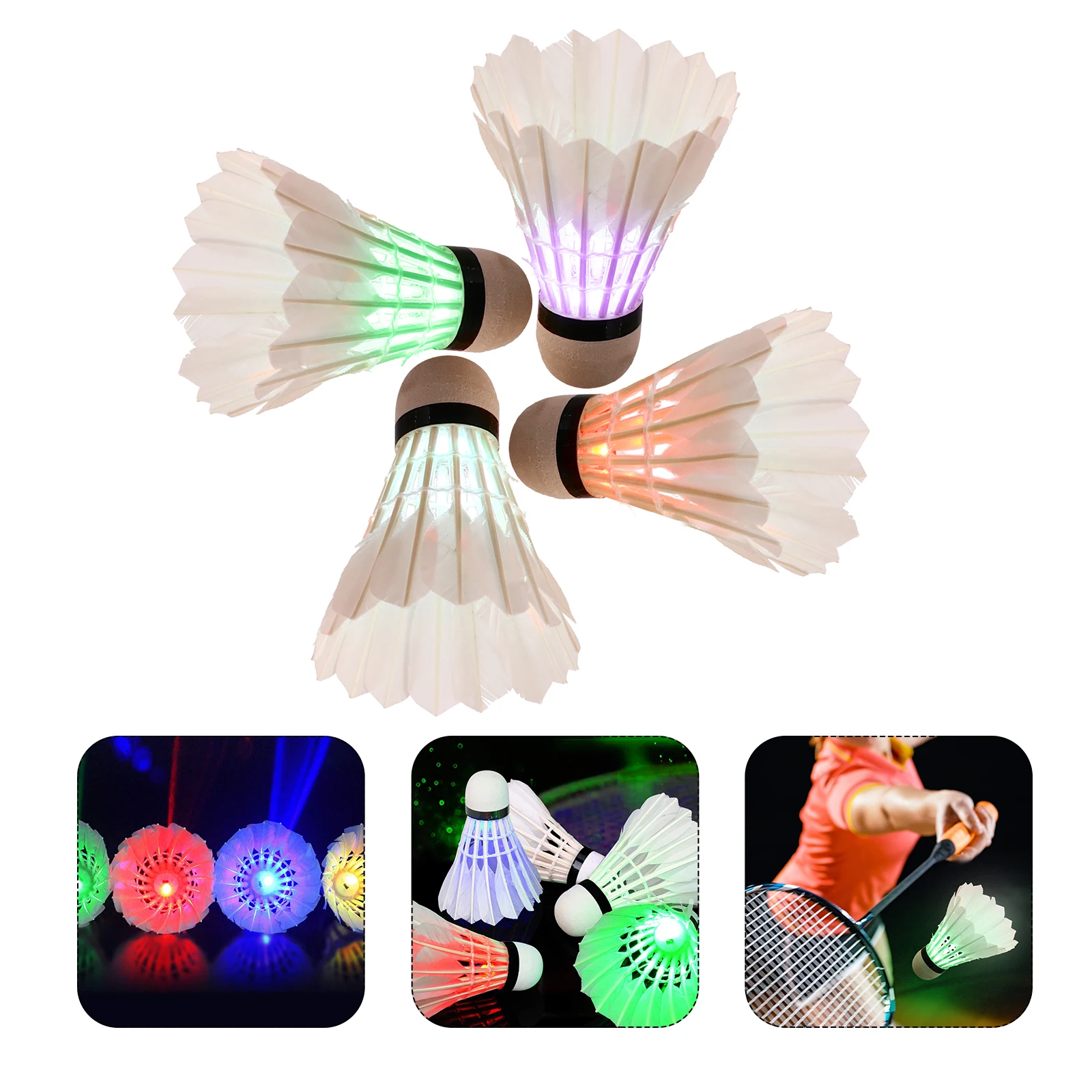 

4pcs Badminton Glowing Shuttlecocks Luminous Badminton Blue LED Trainer Sports Skill Fitness Entertainment Improvement